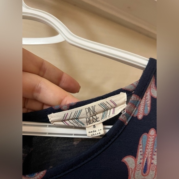 🔵Hamsa hand zip up back women’s top, Pink Rose, long sleeve multi coloured - Picture 2 of 6